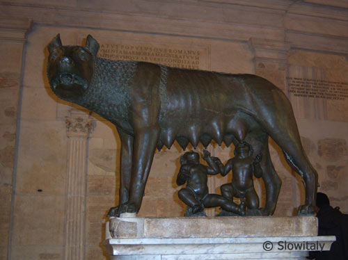 Rome's Capitoline she-wolf nursing Remus and Romuluis