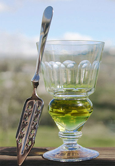 Absinthe glass and spoon.