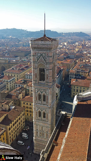 View over Florence and the Giotto's Bell Tower from the Duomo. Photo © Slow Italy.
